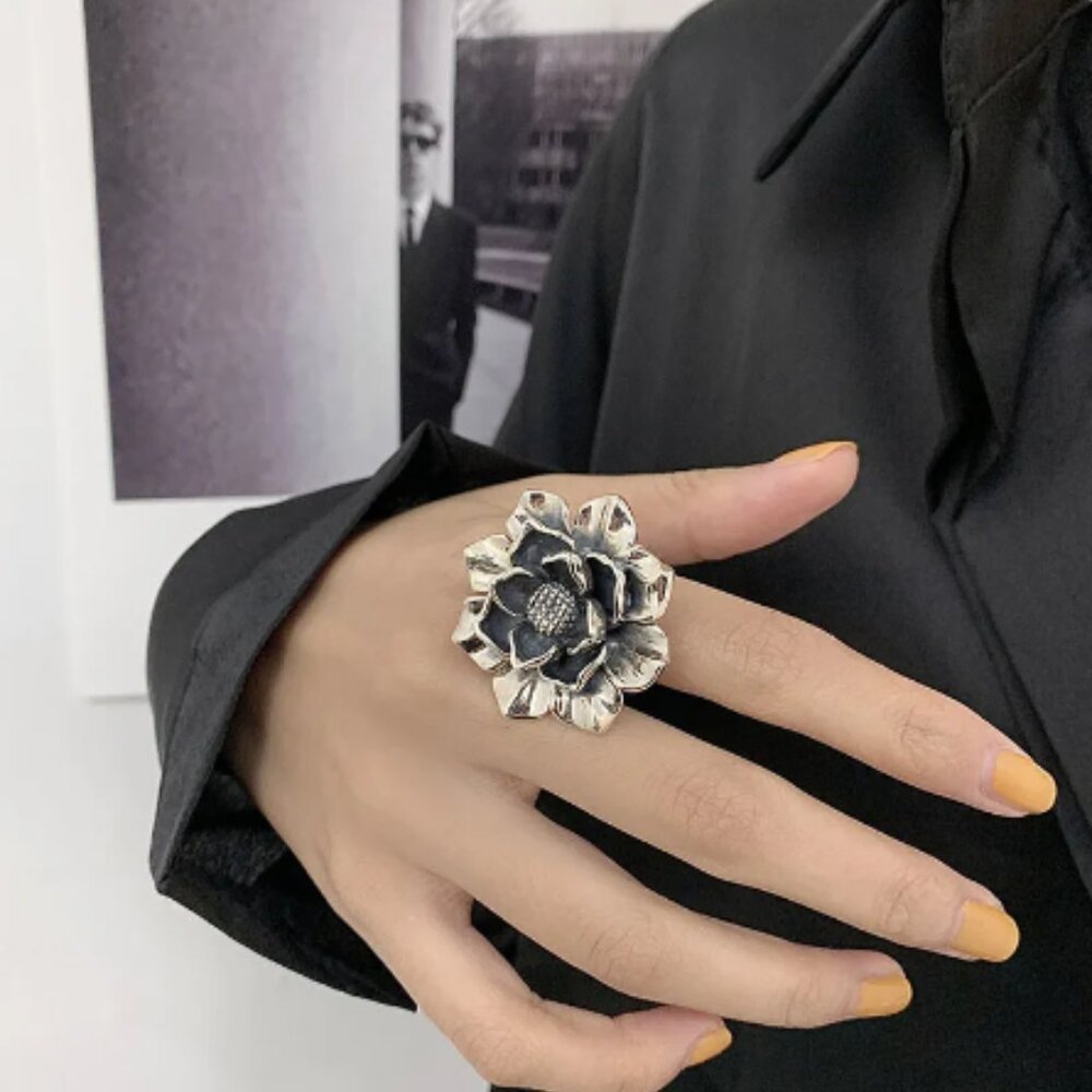 SKS Silver Boho Flower Ring